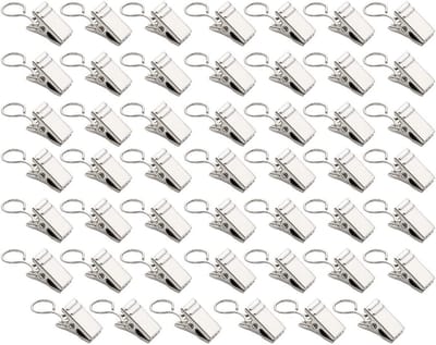 Dailygoods- Gordijnclips 48 Stuks - Roestvrij Staal - Duurzaam - Handig voor Decoratie - Geschikt voor Douchegordijnen - Afmetingen 9x18x12 mm - Haakjes