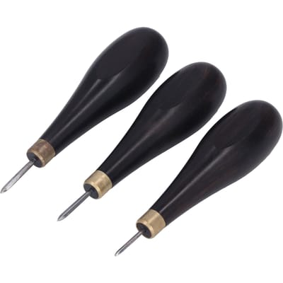 3 Stuks Leerbewerking Naaipriem Sterke Penetratie 3mm 4mm 5mm Rood Sandelhout Handvat Priem Stikken