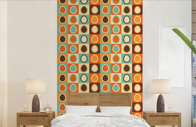 Behang - Fotobehang Retro - Patronen - Ei - Breedte 150 cm x hoogte 240 cm