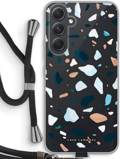 Case Company® - Hoesje met koord geschikt voor Samsung Galaxy A54 hoesje met Koord - Terrazzo N°13 - Telefoonhoesje met Zwart Koord - Bescherming aan alle Kanten en Over de Schermrand