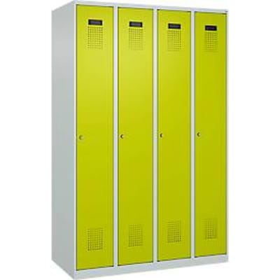 C+P Evolo Plus kledingkast, 4 vakken, rechts scharnierend, cilinderslot, soft-close, B 1200 x D 500 x H 1850 mm, lichtgrijs/kleedgroen
