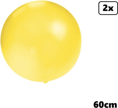 2x Mega Ballon 60 cm geel - Super Ballon carnaval festival feest party verjaardag landen helium lucht thema