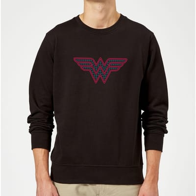 Justice League Wonder Woman Retro Grid Logo Sweatshirt - Black - M