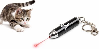 Kattenspeeltjes – laserpen kat – interactief – Flamingo Alva Zwart – 11x1,4x1,4cm – zichtbaar tot 3m – incl. 3x LR44 – met sleutelhanger – binnen