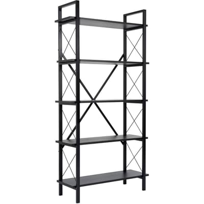 Asir - Boekenplank - Hout Zwart, Zwart - 100% met melamine gecoat spaanplaat - 191 x 43 x 17 cm