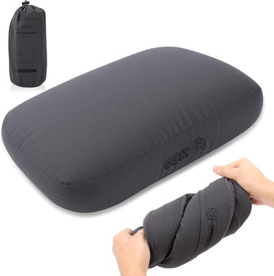 Traagschuim Campingkussen - Reiskussen Rugzak - Comfortabel Slapen Buiten - Langzaam Terugverend Schuim - 38x25x10 cm - Grijs