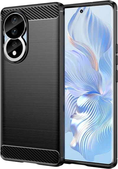Hoesje geschikt voor HONOR 90 - Techsuit Carbon Silicone Back Cover - Zwart