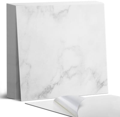 Coloray Plaktegels - Marmeren oppervlaktepatroon Portugese Tegels - 30 cm x 30 cm - Wit Plaktegels - 9 stuks - Vierkant PVC Tegels - Plaktegels Keuken - Zelfklevende Vloertegels - Vinyl Tegels Zelfklevend - Zelfklevende Tegels