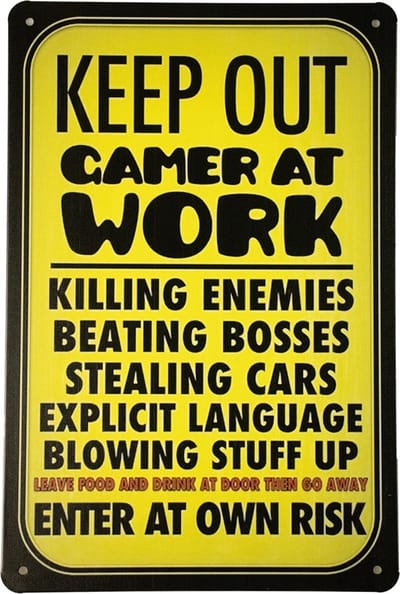 Keep out Gamer at Work - Game decoratie - Gaming - Metalen borden - Game room - Metal sign - Game room decoratie - Tekst bord - Wandborden - Gaming accessoires voor kamer