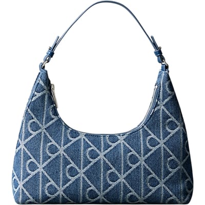 Calvin Klein Emblem Aop Denim Shoulder Bag Denim Jqd Medium Wash Taglia: OS | Borse a mano Outlet | Donna | Blu