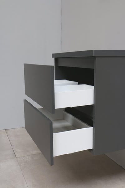 Basic Bella Badkamermeubelset - 60x55x46cm - 1 wasbak - Acryl - Wit - 1 kraangat - Zonder spiegel - Melamine Antraciet mat