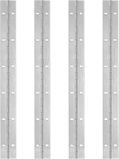 Roestvrijstalen piano scharnieren 300mm - 4 stuks, zwaar en duurzaam voor kastdeuren, grote ramen en boten met schroeven