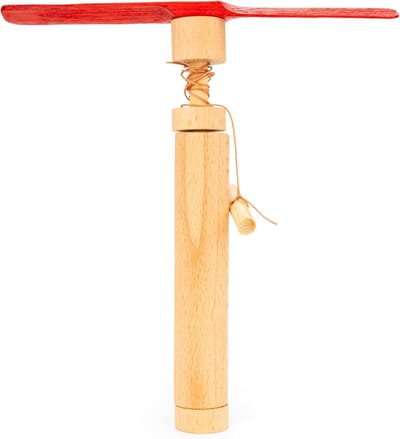 Vliegend Speelgoed - Houten Helicopter - Buiten Spelen - Eenvoudige Trek Starter - 25cm Pakket - Beukenhout