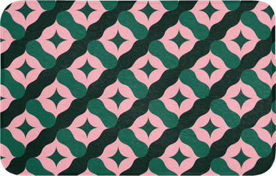 Badmat 80x50 cm - Antislip - Groen - Roze - Retro - Sterren - Badmatten voor badkamer - Badkamermat - Douchemat - Badkamer mat