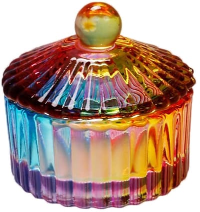 Crystal Nail Glass Bowl with Lid - Colorful Acrylic Liquid Dappen Dish - Nail Art Cup Container for Acrylic Nail Liquid Powder - Glassware Tools for Manicure en Pedicure