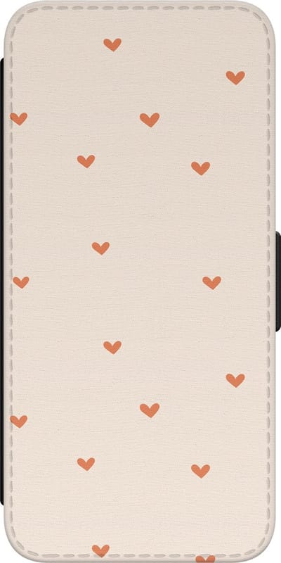 Leuke Telefoonhoesjes - Hoesje geschikt voor Samsung Galaxy S23 bookcase leer - Cute hearts - Cute hearts - Wallet Case met pasjeshouder - Print / Illustratie - Beige