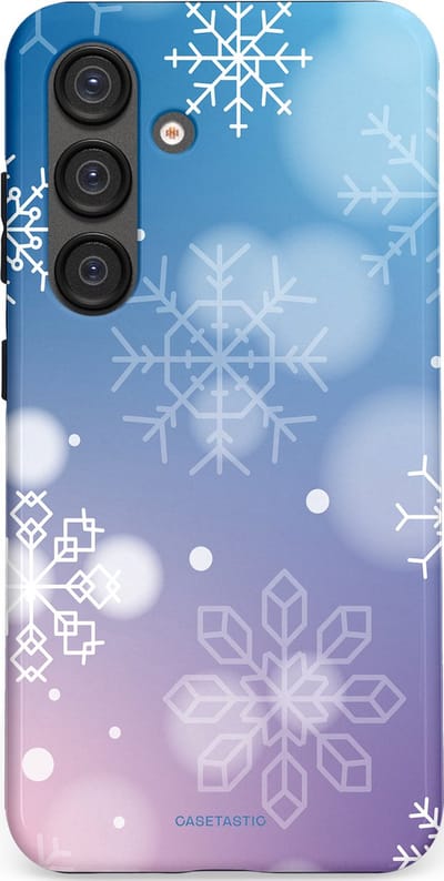 Casetastic hoesje geschikt voor Samsung Galaxy S25 - Dubbellaagse bescherming - Winterse Sneeuwvlokken - Fashion Case - Lichtblauw Lavendel Lichtgrijs Lichtroze