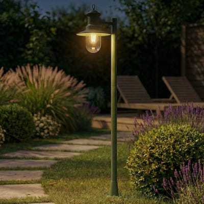 Lindby - Tuinpad verlichting - 1licht - Staal, glas - H: 110 cm - E27 - groen