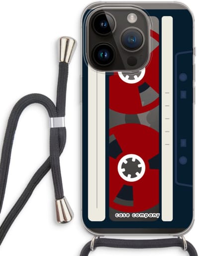 Case Company® - Hoesje met koord geschikt voor iPhone 14 Pro hoesje met Koord - Here's your tape - Telefoonhoesje met Zwart Koord - Bescherming aan alle Kanten en Over de Schermrand