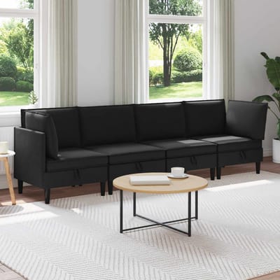 vidaXL - Woonkamer - Meubelset - 4 - st - Zwart - Stof