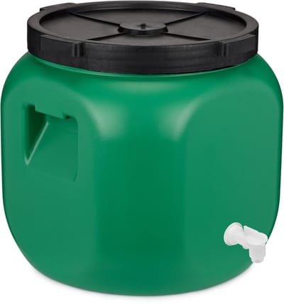 Garronda 40L met Kraan Kunststof Trommel Met Deksel - Vat - HDPE - Voedselvat - Tuin Hobbock – Groen - GD-DOL-Barrel-Green