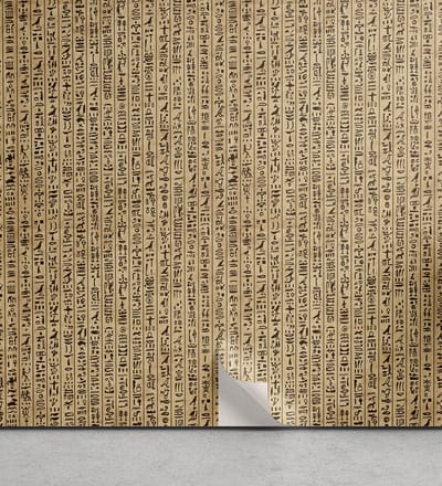 ABAKUHAUS Egyptisch aftrekbaar en kleefbehang voor thuis, Ancinet hiërogliefen, zelfklevende woonkamer keukenaccent, 33 cm x 90 cm, zandbruin zwart