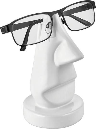 Brilhouder neus - Brillenstandaard - Veilig Opbergen - Keramiek Dubbel Gebrand - 16 x 75 cm - Wit