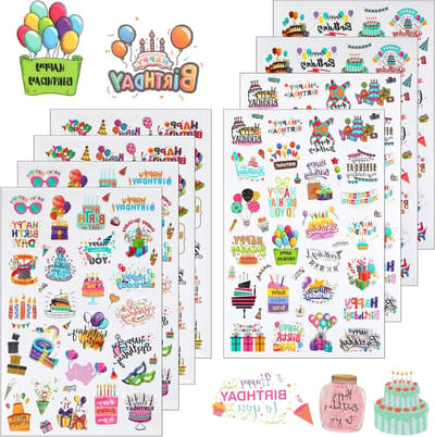 200 Gelukkige Verjaardag Stickers - Waterdichte Vinyl Stickers voor Kaarten, Versieringen en Feestdecoratie voor Kinderen en Volwassenen