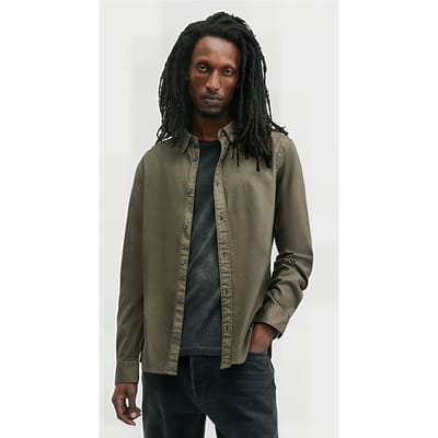 AllSaints Hawthorne Ls Shirt Cage Brown Maat: XS | Casual Overhemden Outlet | Heren | Bruin