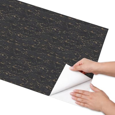 Coloray Meubel Wrap Folie - Zwart Meubelfolie - 50x100 cm - Decoratiefolie Marmerpatronen - Meubel Wrap Folie - Modern Meubelfolie - Plakfolie Meubels - Keuken decoratie - Teksten