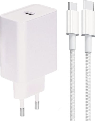 30w GaN usb C Adapter met usb C naar usb C Kabel - 1 Meter - Snellader 30 Watt