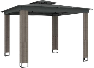 Tuinpaviljoen Dubbel Dak - Partytent Feesttent - Buiten Ontspannen - Stalen Frame - 3x3 Meter - Antraciet
