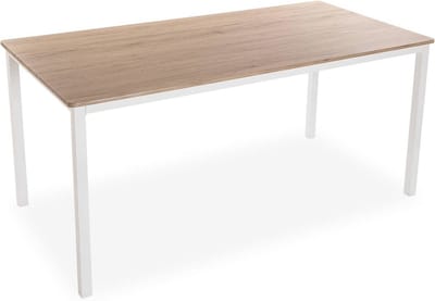 Stijlvolle Eettafel voor Keuken, Terras of Eetkamer - Hout en Metaal, Wit, 79 x 80 x 160 cm