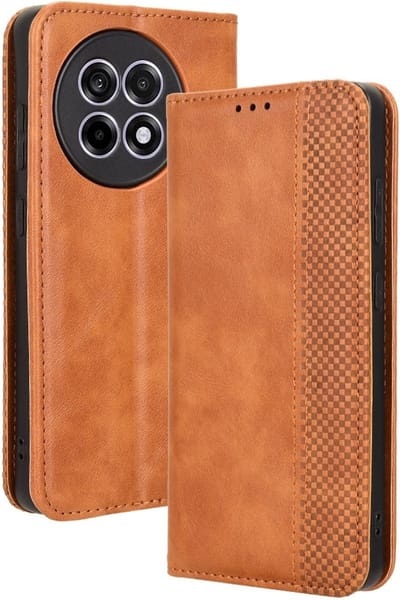 Coverup Hoesje - Geschikt voor OnePlus 13R Hoesje - Coverup Vintage Style Book Case - Bruin