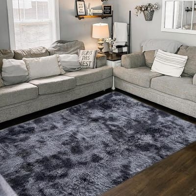 Woonkamer vloerkleed - Shaggy kleed Slaapkamer tapijt - Comfortabel wonen - Ultra zachte vezels - 120x160cm - Zwartgrijs