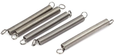 Set van 5 RVS 304 Spiraalveren met Dubbele Haak - 0.5mm x 5mm x 50mm