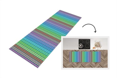 Keukenloper - Loper keuken - Regenboog - Patroon - Pastel - 150x50 cm - Keukenloper vinyl