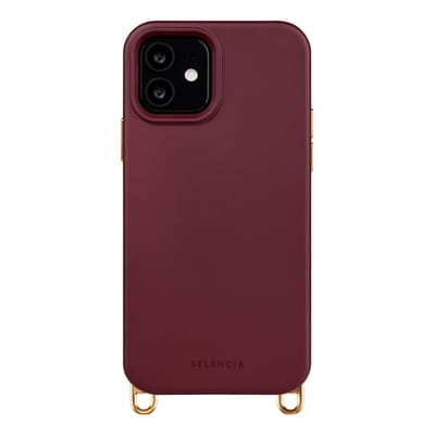 Selencia Hoesje - Geschikt voor iPhone 12 Pro / 12 - Rivièra geschikt voor MagSafe Backcover met afneembare haakjes - Bold Burgundy