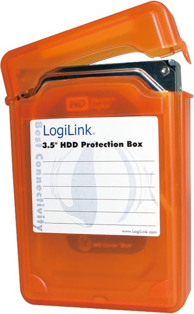 LogiLink HDD Beschermingsbox 3.5 inch – Schok- en Waterbestendige Opbergdoos voor Harde Schijf – Oranje (UA0133O)