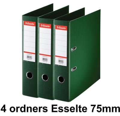 4 x Ordner Esselte Basic - kunststof - rug 75mm - groen