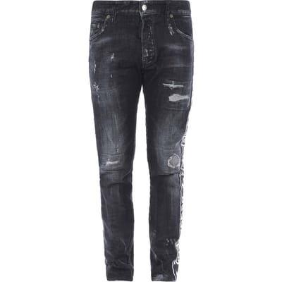 Dsquared2 Skater Jean Zwarte Denim Broek Met Afgetapete Zoom