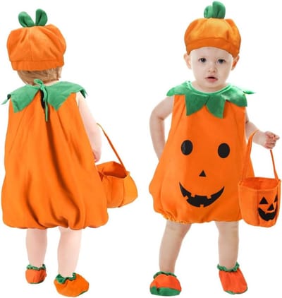 Allecto plus - Kinder Halloweenkostuum Pompoen Cosplay Carnaval Feest - Voor Peuters met Lengte