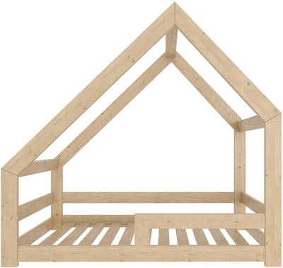 Need Sleep - Montessori Huisbed 70x140 cm – Peuterbed met Valbeveiliging – Asymmetrisch – Naturel Hout