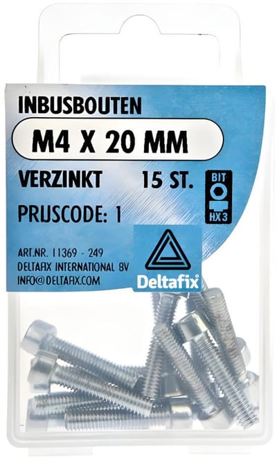 Deltafix - Inbusbout m4x20mm 15st
