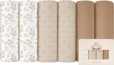 Zachte en absorberende muslin doeken voor baby's - 6-pack grote 70 x 70 cm, ideaal voor boertjes en verzorging, geschikt voor jongens en meisjes - Koffiekleur