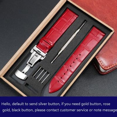 12 14 15 16 17 18 19 20 21 22 mm Bracelet de montre en cuir véritable noir marron ultra fin souple grain uni Accessoires pour hommes et femmes 18mm red