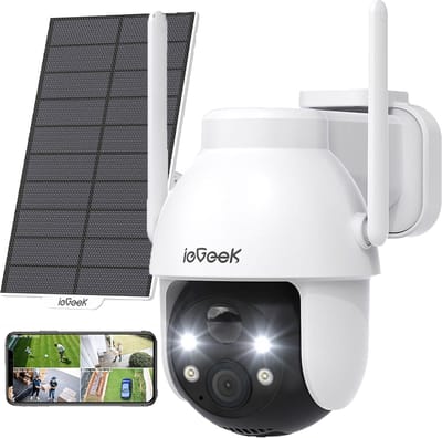 ieGeek 2K PTZ Bewakingscamera Buiten Draadloos met Batterij, Solar WiFi Beveiligingscamera voor thuis met Zonnepaneel en PIR Bewegingsdetectie, Kleuren Nachtzicht CCTV IP Camera Security