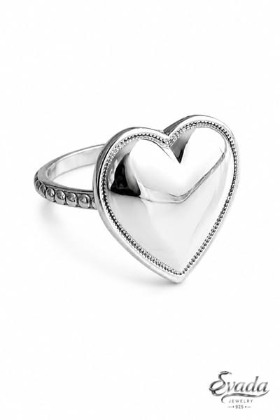 Evada ring, hart ring, 925 sterling zilver ring, zilveren hart ring, dames ring zilver, romantische ring, handgemaakte ring, zilveren sieraden dames, liefde ring, cadeau voor haar, moderne ring, elegante ring, hartvormige ring