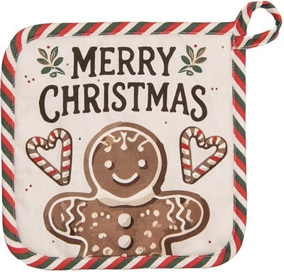 Clayre & Eef Pannenlap 20x20 cm Beige Katoen Gingerbread man