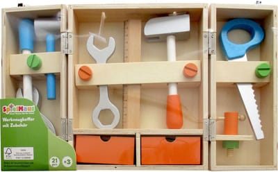 Spielmaus houten gereedschap kist 21 delig